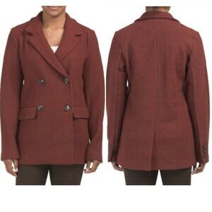 NEW Rachel Zoe Wool Pea Coat Double Breasted Burnt Orange Small Jacket